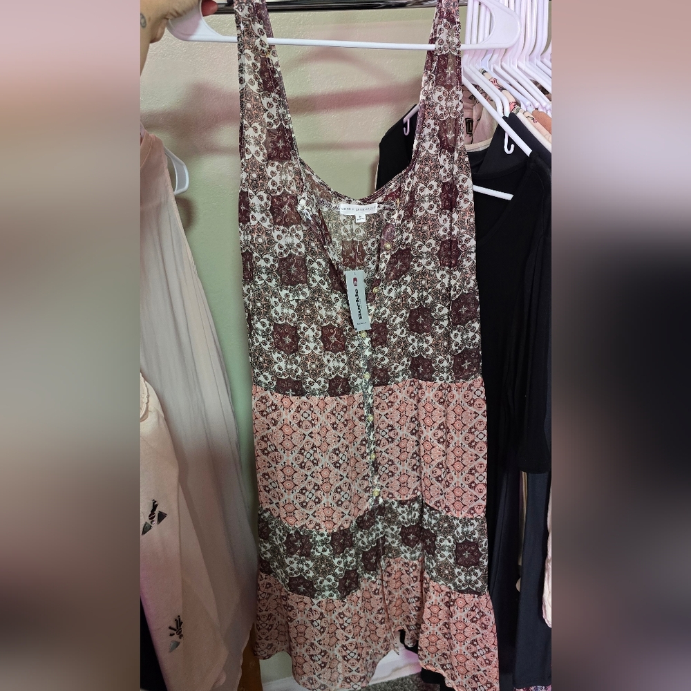 Buckle Brown and Cream Patterned Sheer Dress